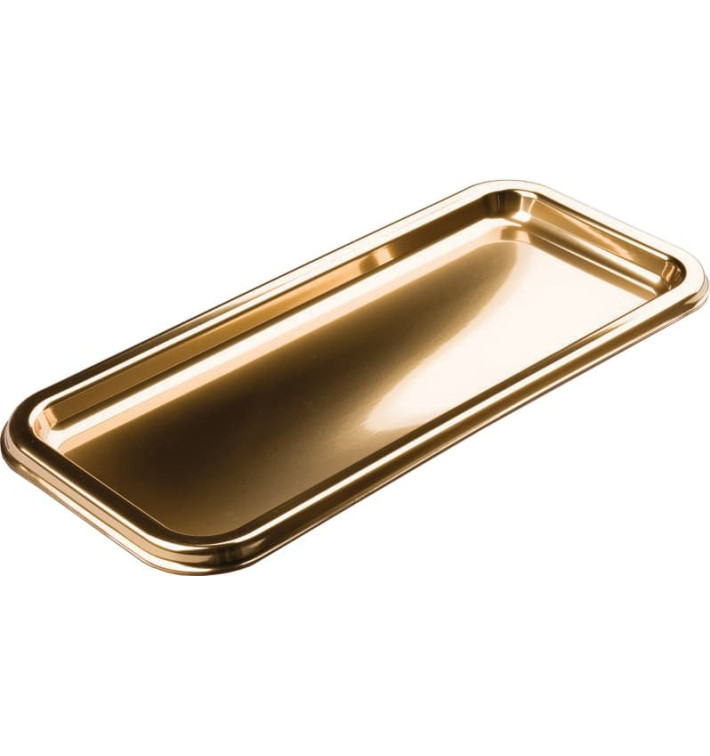 Plateau Plastique Rectangulaire Doré 35x16 cm (5 Utés) Plateau Plastique Rectangulaire Doré 35x16 cm (5 Utés)