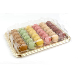Plateau Plastique Rectangulaire Doré 35x24 cm (5 Utés)