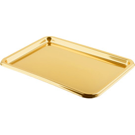 Plateau Plastique Rectangulaire Doré 35x24 cm (50 Utés)