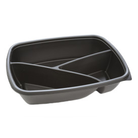 Barquette Plastique PP 3C Noir 900ml 23x17x5cm (75 Utés)