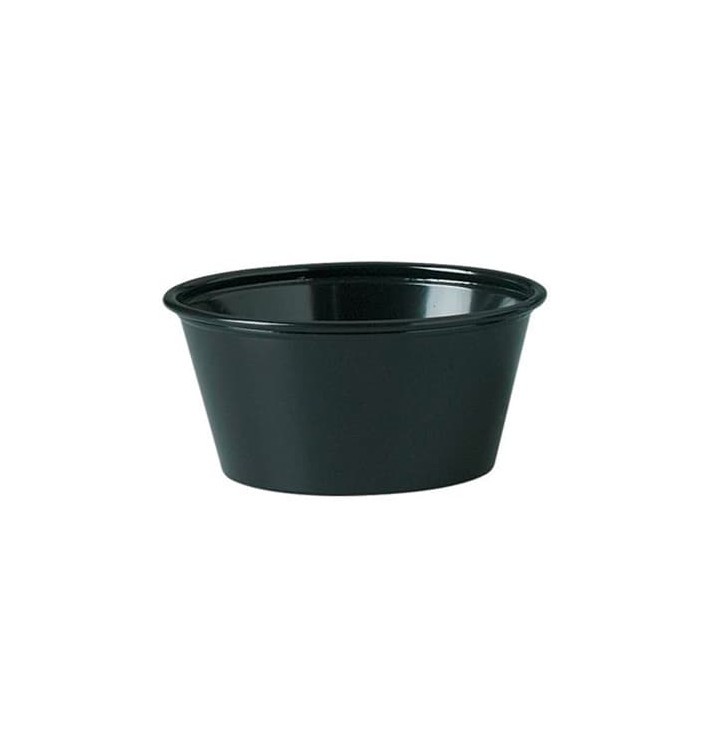 Pot à Sauce Plastique PP Noir 100ml Ø7,3cm (125 Utés) Pot à Sauce Plastique PP Noir 100ml Ø7,3cm (125 Utés)