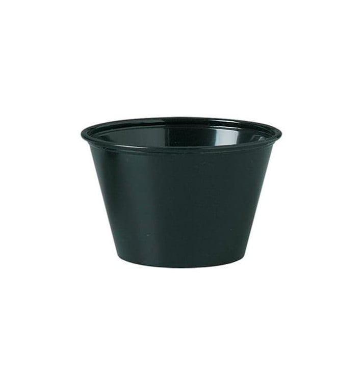 Pot à Sauce Plastique PP Noir 120ml Ø7,3cm (125 Utés)