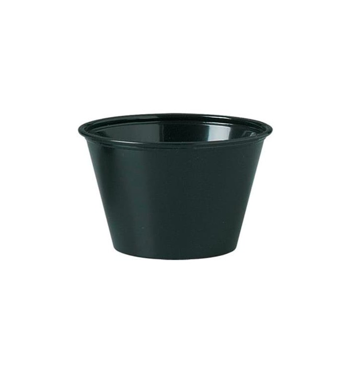 Pot à Sauce Plastique PP Noir 120ml Ø7,3cm (2500 Utés)