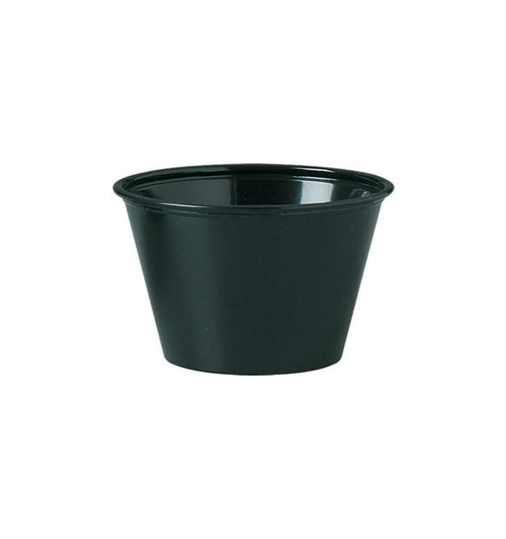 Pot à Sauce Plastique PP Noir 120ml Ø7,3cm (2500 Utés) Pot à Sauce Plastique PP Noir 120ml Ø7,3cm (2500 Utés)