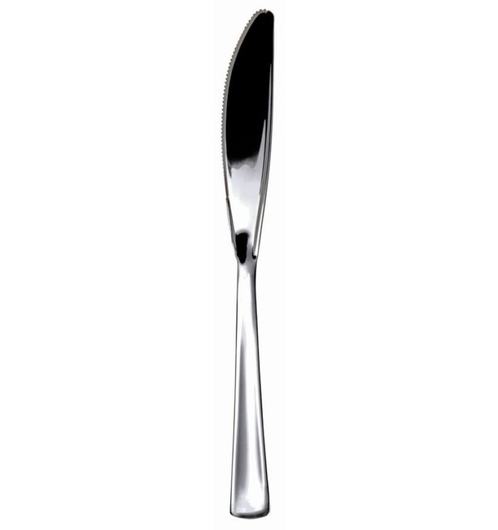 Couteau argenté en plastique 20cm (50 unités) Couteau argenté en plastique 20cm (50 unités)