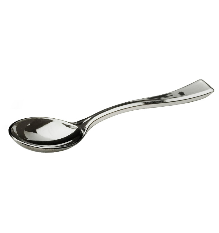 Petite Cuillère Argentée en plastique 13cm (1.000 unités) Petite Cuillère Argentée en plastique 13cm (1.000 unités)