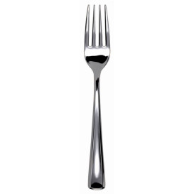 Fourchette argentée en plastique 19cm (50 unités)