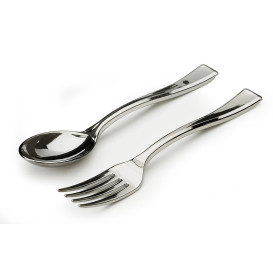 Mini Cuillère Argentée en plastique 10cm (100 unités)