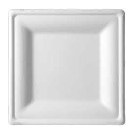 Assiette Carrée Canne à Sucre Blanc 150x150mm (25 Utés)