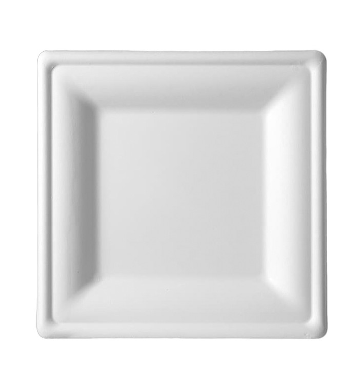 Assiette Carrée Canne à Sucre Blanc 150x150mm (25 Utés) Assiette Carrée Canne à Sucre Blanc 150x150mm (25 Utés)