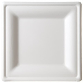 Assiette Carrée Canne à Sucre Blanc 260x260mm (200 Utés)