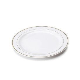 Assiette en Plastique Dur avec Liseré Or 26cm (90 Utés)