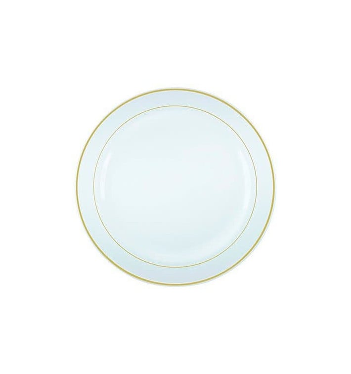 Assiette en Plastique Dur avec Liseré Or 26cm (90 Utés)