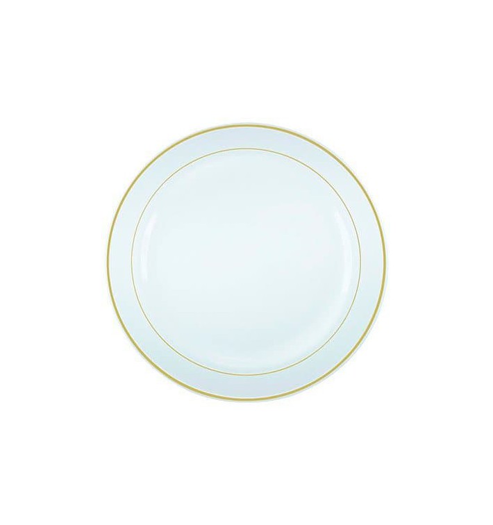 Assiette Jetable Blanche Lisere Or