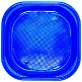 Assiette Plastique PS Carrée Bleu Foncé 200x200mm (30 Utés)