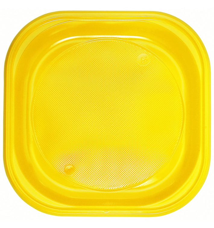 Assiette Plastique PS Carrée Jaune 200x200mm (30 Utés) Assiette Plastique PS Carrée Jaune 200x200mm (30 Utés)