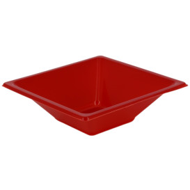 Bol en Plastique PS Carré Rouge 12x12cm (25 Utés)