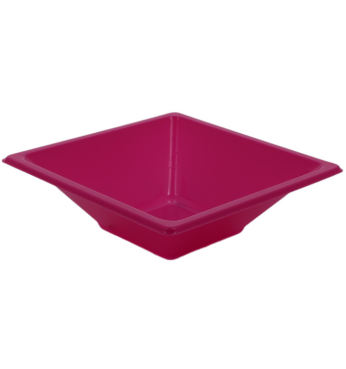Bol en Plastique PS Carré Fuchsia 12x12cm (12 Utés) Bol en Plastique PS Carré Fuchsia 12x12cm (12 Utés)