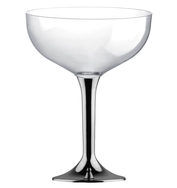 Flûte Champagne Plastique Pied Nickel Chrome 200ml 2P (20 Utés) Flûte Champagne Plastique Pied Nickel Chrome 200ml 2P (20 Utés)