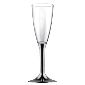 Flûte Champagne Plastique Pied Nickel Chrome 120ml 2P (20 Utés)