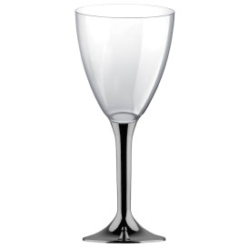 Flûte Plastique Vin Pied Nickel Chrome 180ml 2P (20 Utés)
