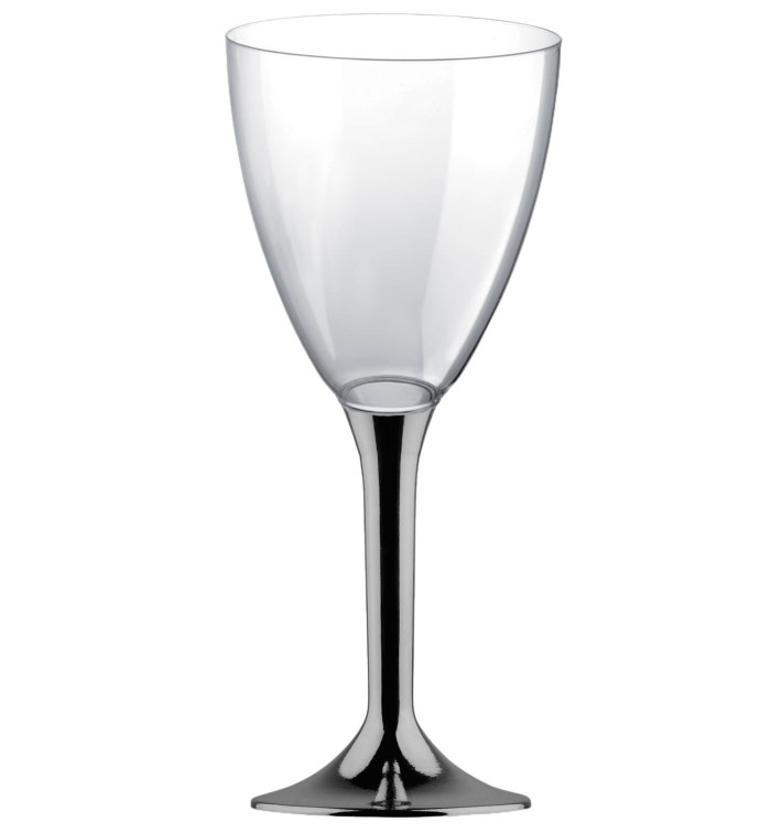 Flûte Plastique Vin Pied Nickel Chrome 180ml 2P (20 Utés) Flûte Plastique Vin Pied Nickel Chrome 180ml 2P (20 Utés)