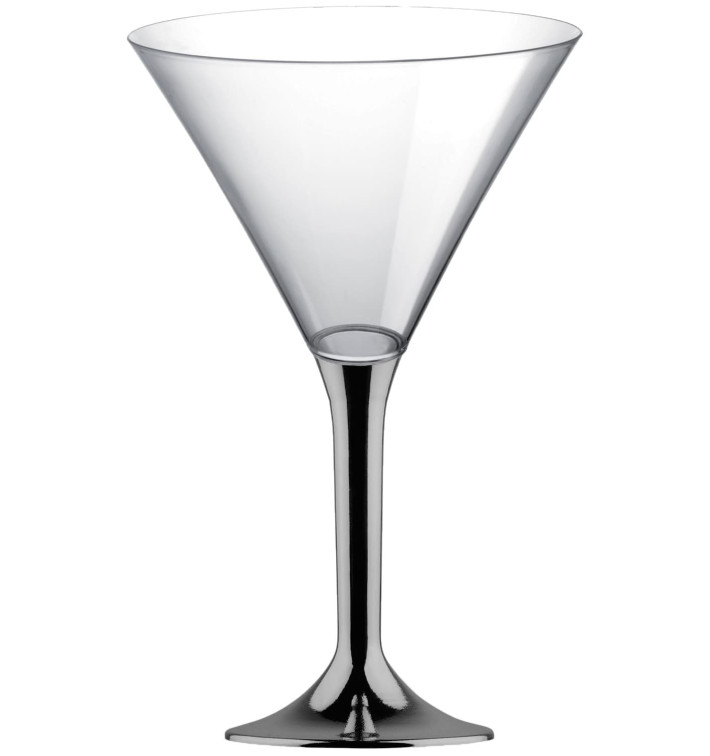 Flûte Plastique Cocktail Pied Nickel Chrome 185ml 2P (20 Utés)