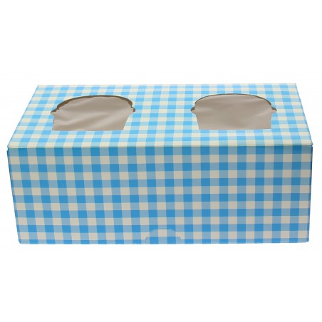 Boîte pour 2 Cupcakes Bleu avec insert (160 Unités)