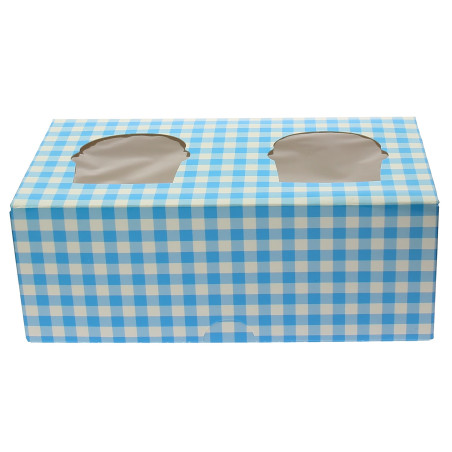 Boîte pour 2 Cupcakes Bleu avec insert (20 Unités)