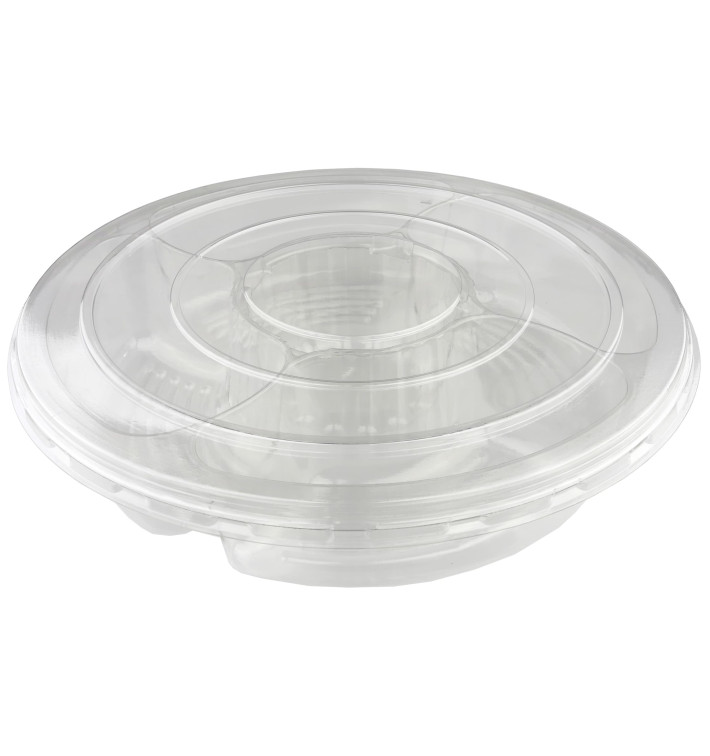 Bol en Plastique PET 5C et Couvercle Ø35x7cm (50 Utés) Bol en Plastique PET 5C et Couvercle Ø35x7cm (50 Utés)