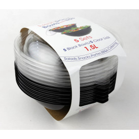 Bol en Plastique Noir et Couvercle 1500ml Ø230mm (5 Utés)