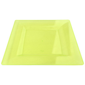 Assiette Plastique Carrée Extra Dur Vert 20x20cm (4 Utés)