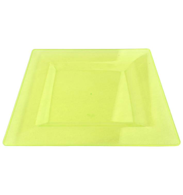 Assiette Plastique Carrée Extra Dur Vert 20x20cm (88 Utés)