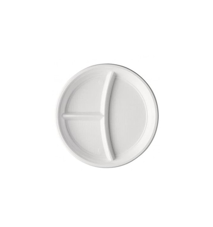Assiette Plastique PS 3 Compartiments 220mm (1400 Unités) Assiette Plastique PS 3 Compartiments 220mm (1400 Unités)