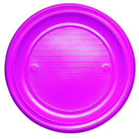 Assiette Plastique PS Plate Fuchsia Ø220mm (30 Unités)