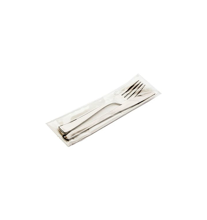 Kit Couverts Argentés: Fourchette, Couteau, Serviette (300 Unités) Kit Couverts Argentés: Fourchette, Couteau, Serviette (300 Unités)