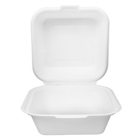 Boîte à Hamburger Canne à Sucre Blanc 150x150x75mm (500 Utés)