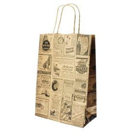 Sac Papier Kraft Naturel Times et Anses 20+10x29 cm (50 Utés)