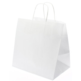 Sac en Papier Kraft Blanc avec Anses 80g 30+18x29cm (200 Utés)