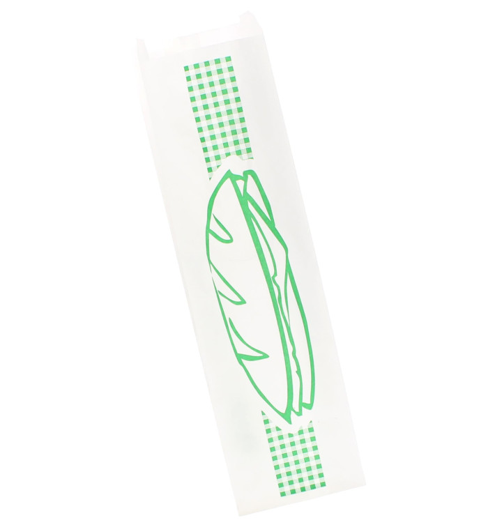 Sac Papier Sandwich Vert 9+5x32cm (1000 Unités) Sac Papier Sandwich Vert 9+5x32cm (1000 Unités)