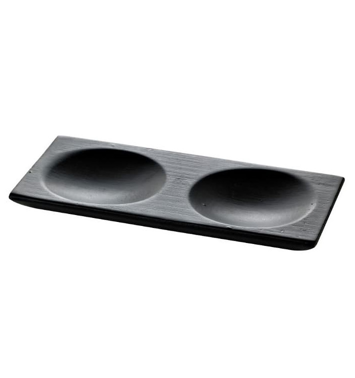 Plat Dégustation en Bambou 2C Noir 12x6cm (12 Utés) Plat Dégustation en Bambou 2C Noir 12x6cm (12 Utés)