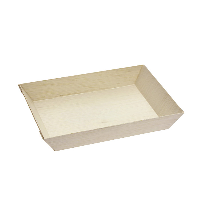 Plateau jetable en bois 18x13x2,8cm 500ml (25 Unités)