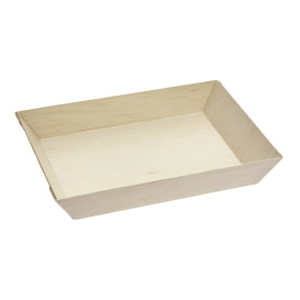 Plateau jetable en bois 18x13x2,8cm 500ml (100 Unités)