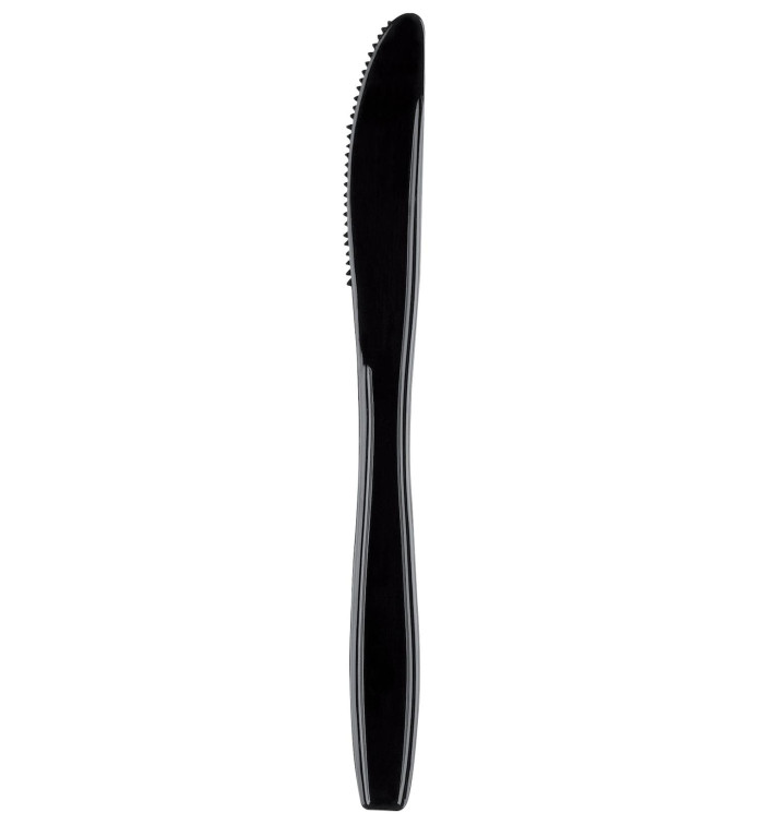 Couteau Plastique Premium PS Noir 190mm (1000 Utés) Couteau Plastique Premium PS Noir 190mm (1000 Utés)