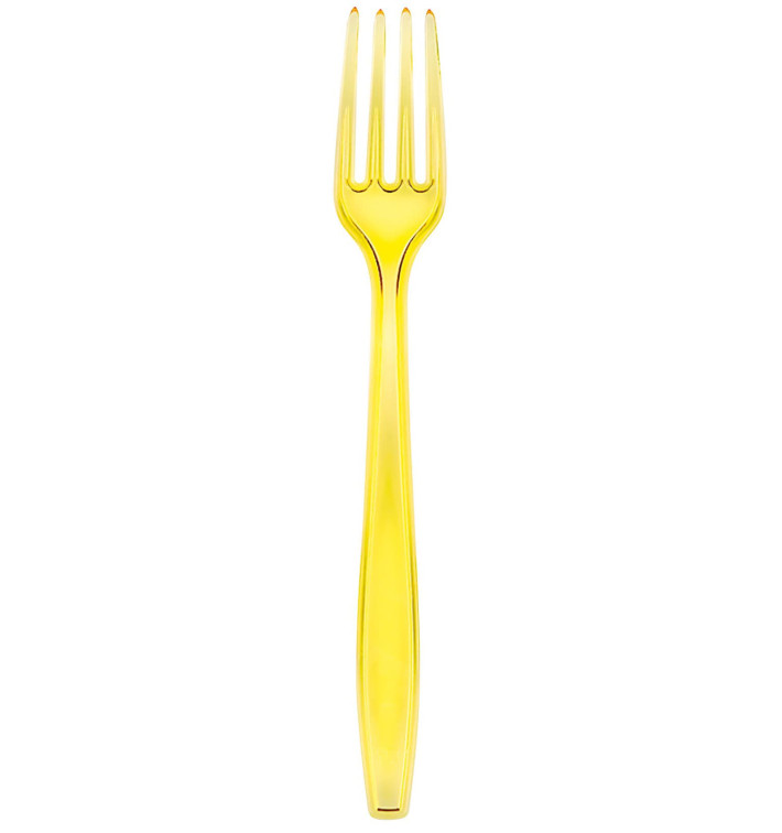 Fourchette Plastique PS Premium Jaune 190mm (50 Utés)