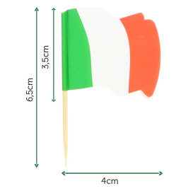Pique en Bois Drapeau "Italie" 65mm (14.400 Unités)