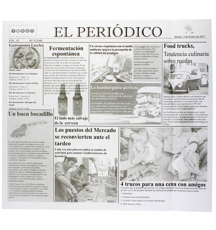 Papier Ingraissable "Periodico" 28x31cm (1000 Utés)