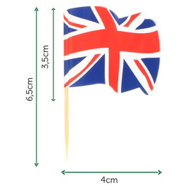 Pique en Bois Drapeau "UK" 65mm (14.400 Unités)