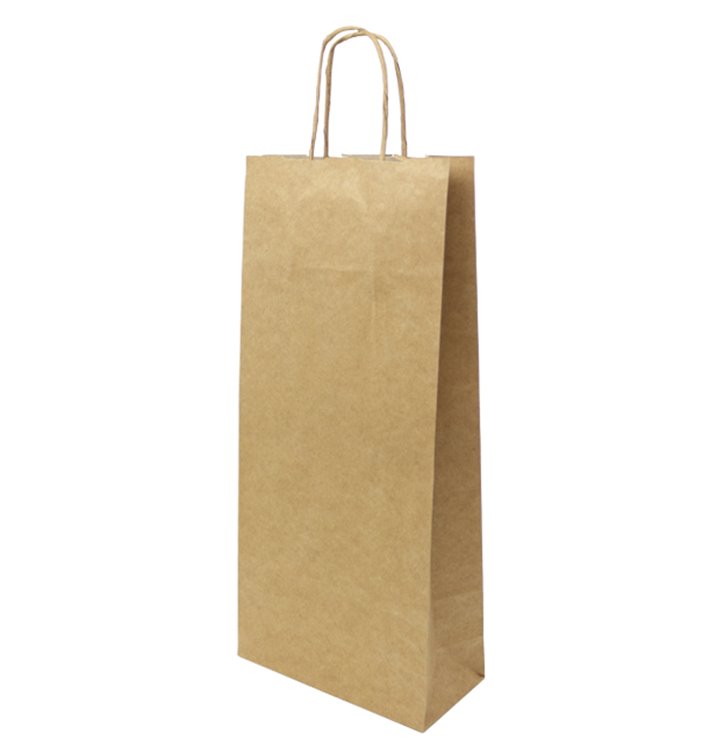 Sac en papier Kraft porte-bouteilles 18+8x39cm (300 Utés) Sac en papier Kraft porte-bouteilles 18+8x39cm (300 Utés)