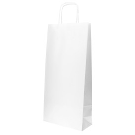 Sac en papier Blanc porte-bouteilles 18+8x39cm (50 Utés)